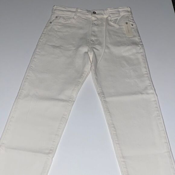 Anthropologie Pilcro Distressed Frayed Hem White Denim Jeans - Picture 10 of 16